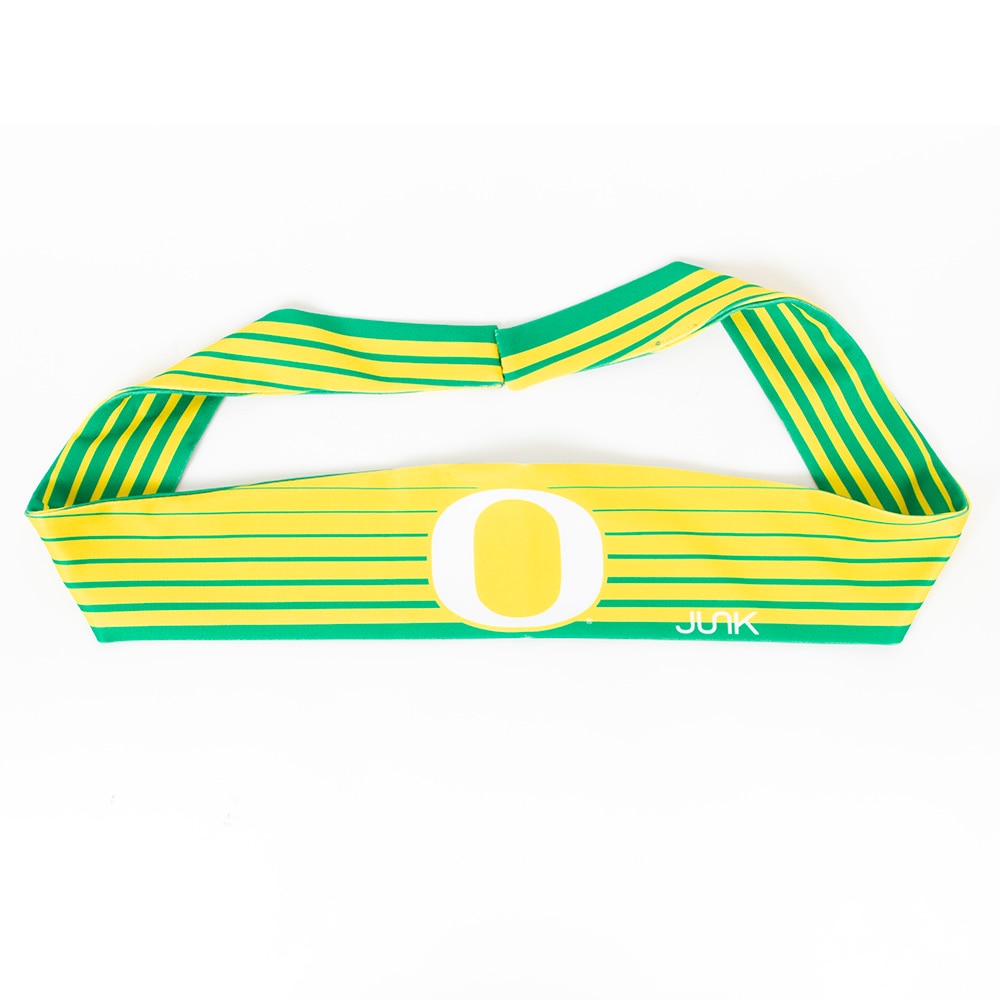 Classic Oregon O, Green, Headbands, Polyester Blend, Accessories, Women, Junk Brand, Performance, Sublimated, Gradient stripe, Flex tie, 1015413